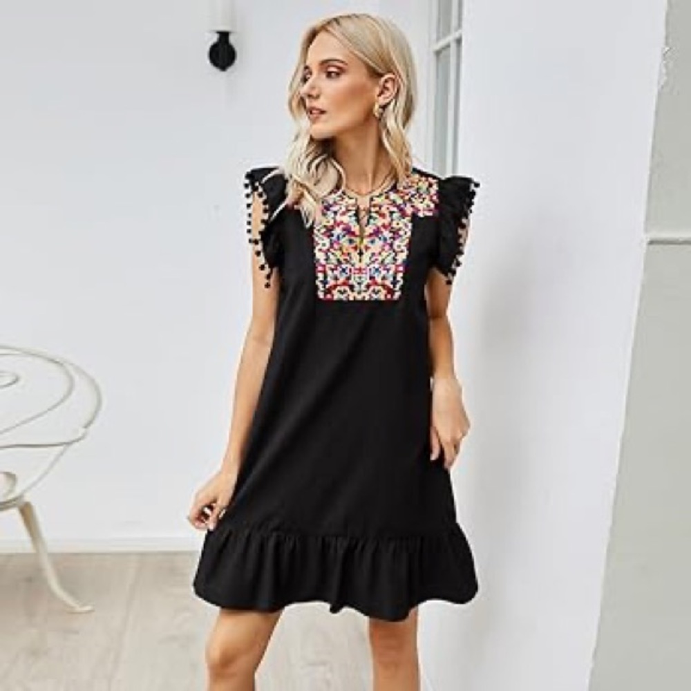 Kirundo Embroidered Ruffle Mini Dress‎ - Picture 3 of 17